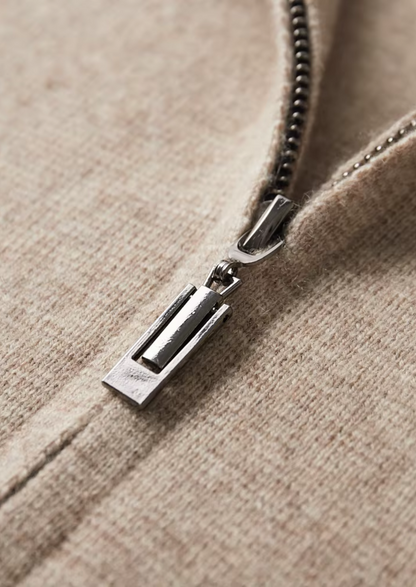 Luxurious Extra-Fine Merino Wool Zip-Front Polo Cardigan