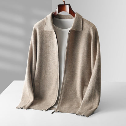 Luxurious Extra-Fine Merino Wool Zip-Front Polo Cardigan