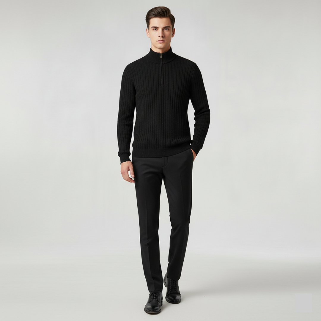 ZERMATT High-Collar Half-Zip Knit Sweater