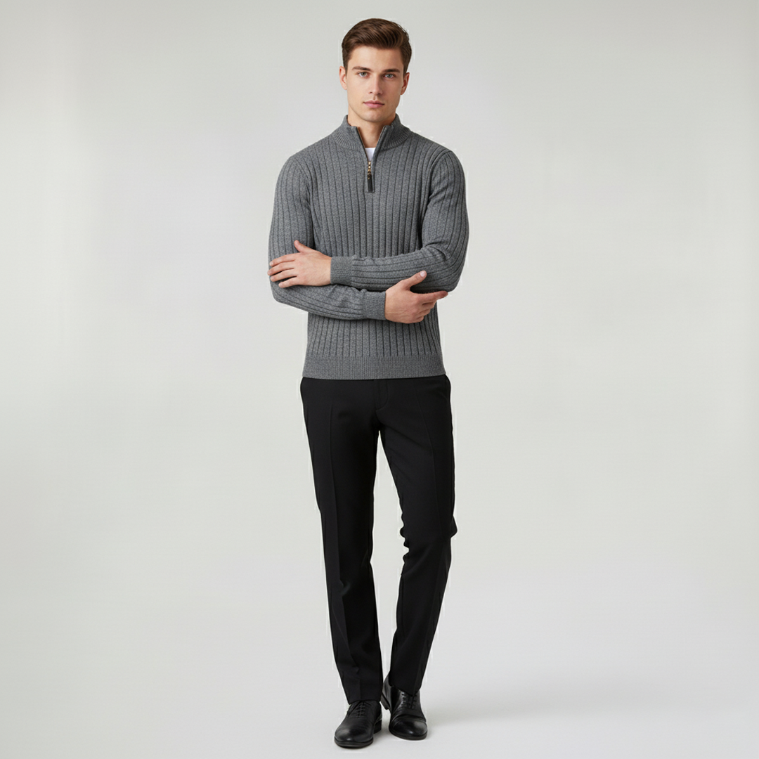 ZERMATT High-Collar Half-Zip Knit Sweater