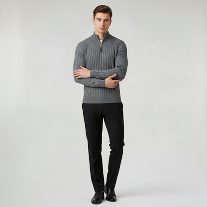ZERMATT High-Collar Half-Zip Knit Sweater